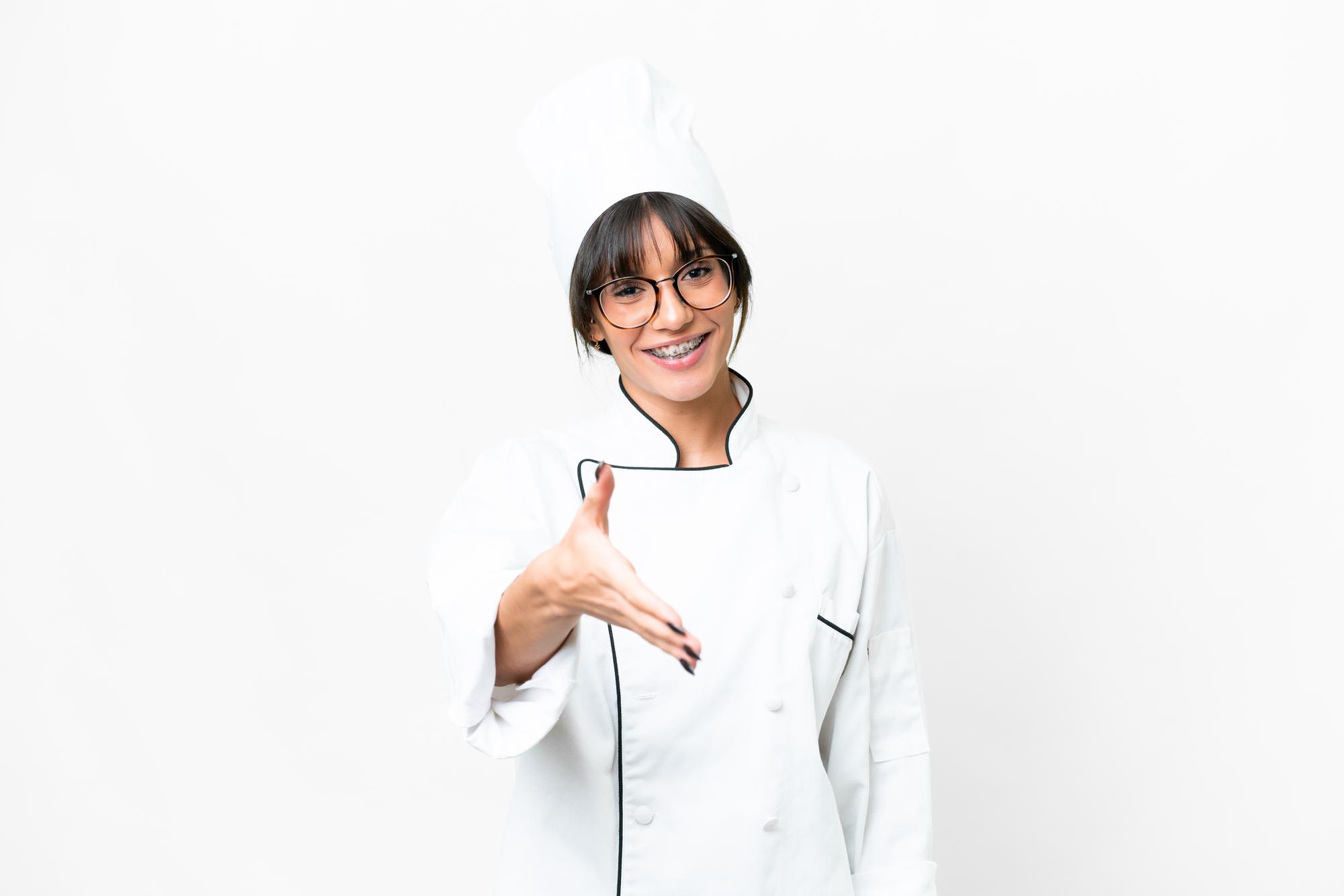 friendly chef inviting to workshop